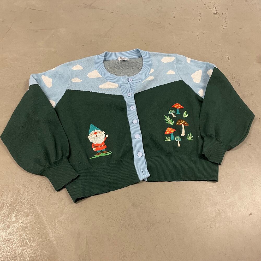 Y2K cloud landscape cardigan sweater